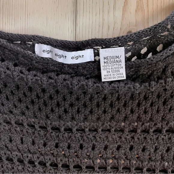 Eight Eight Eight Charcoal Crochet Top - Picture 2 of 3